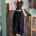 【PREORDER】High-waisted drawstring wide-leg trousers